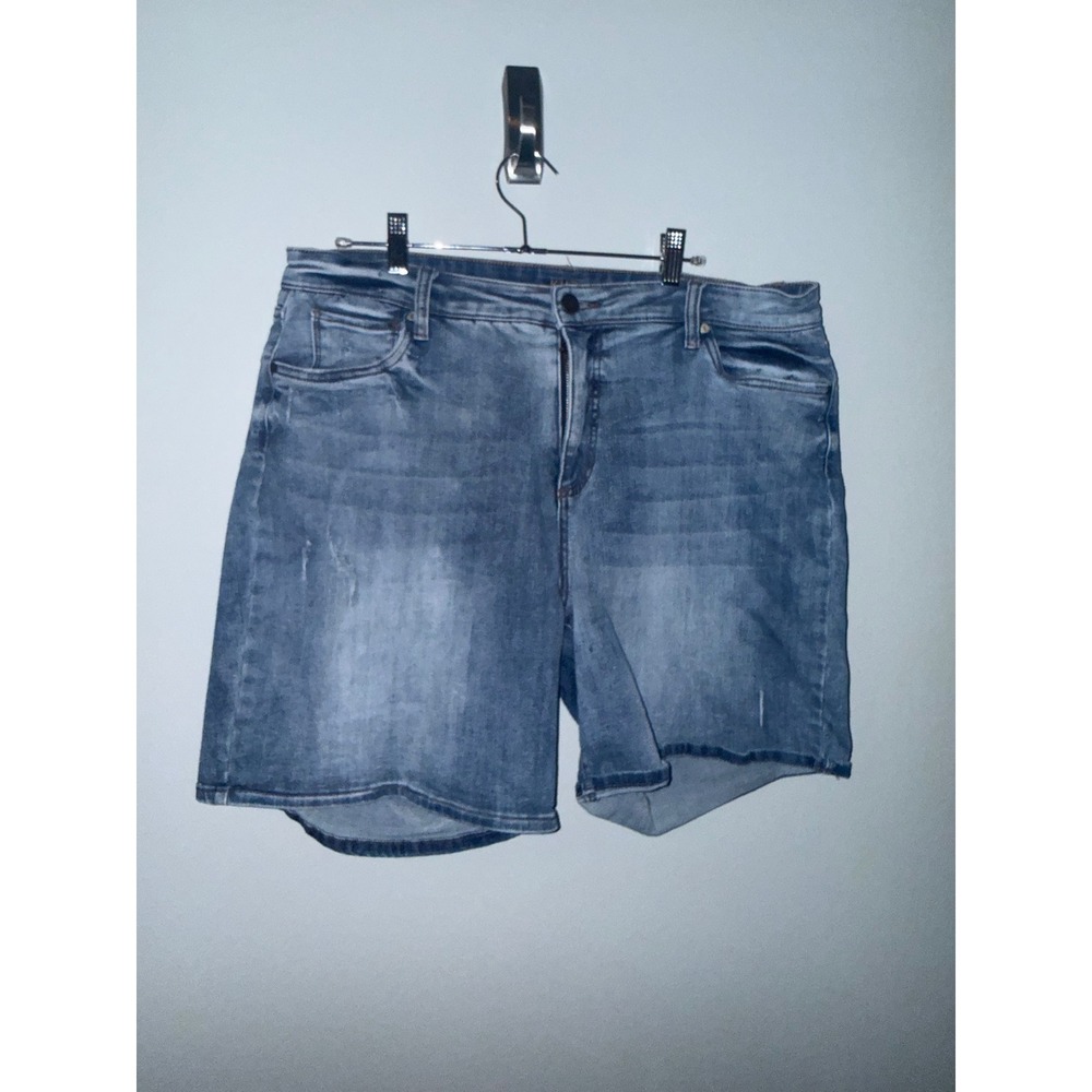 Kut from the Kloth Womens 16W Medium Wash Distressed Denim Shorts High Rise Blue